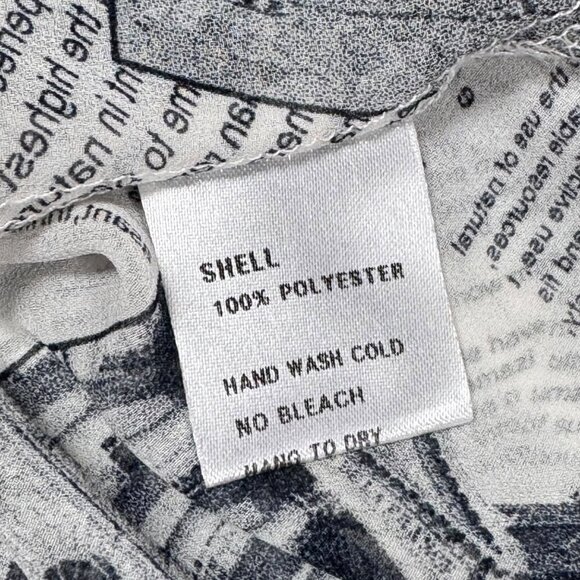 Why Dress Flowy Top Sz.L Newspaper Print Novelty Longline Ruffle 90s Maximalist - Picture 10 of 12